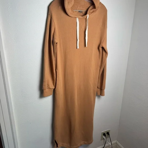 Madewell MWL AirTerry hooded sweatshirt dress lTan Knit Top - Picture 2 of 12